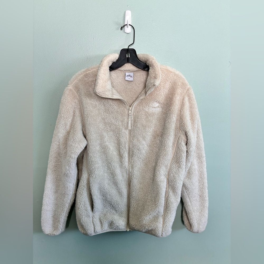 Eider Tan Cozy Teddy Cream Full Zip Winter Fleece Jacket Sz S